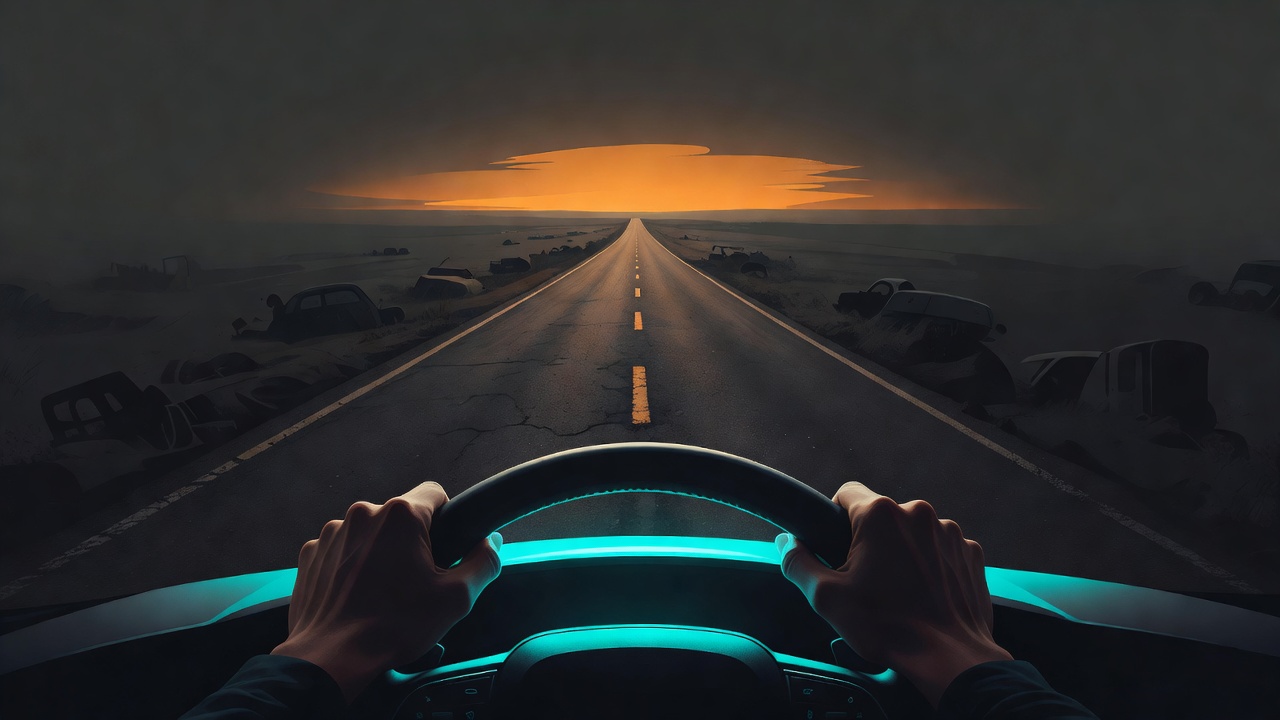 Uma estrada se estendendo em frente rumo a um horizonte aberto